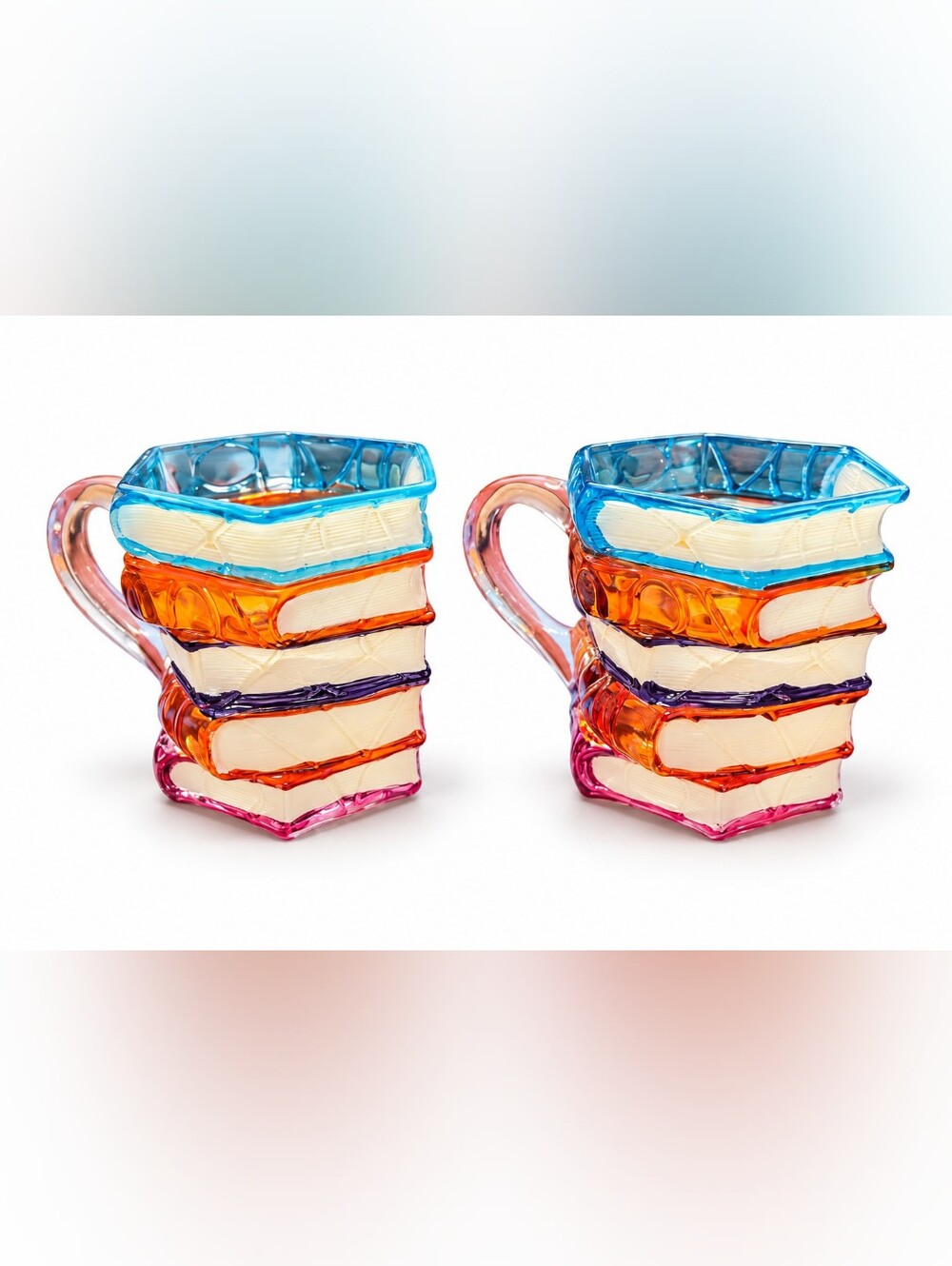 Stacked Books Glass Mugs Set of 2